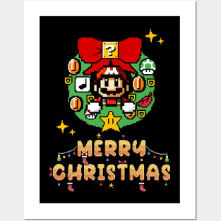 Merry Christmas 8 bit Posters and Art